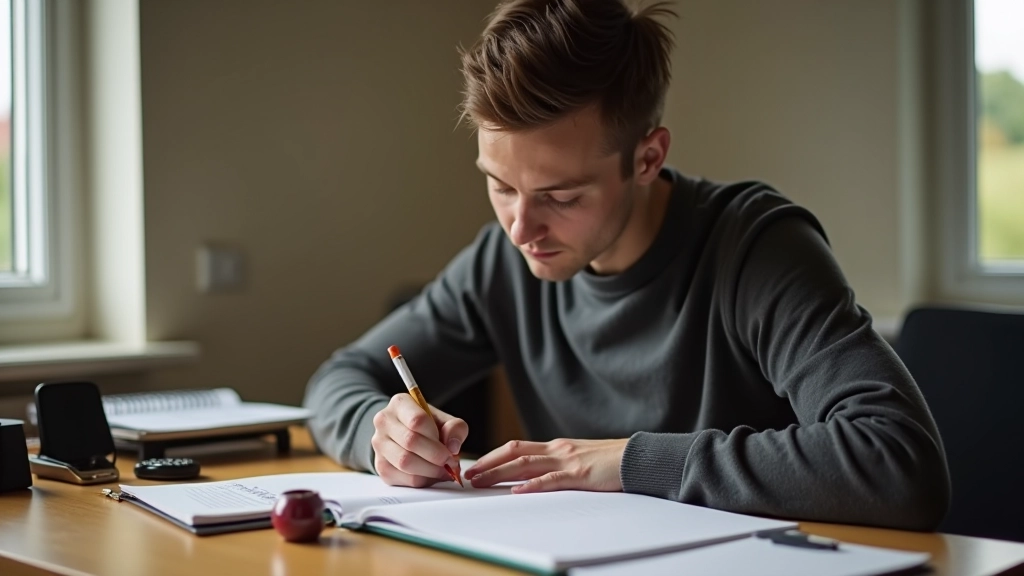 Person writing quarterly goals in a planner with sections marked Q1 through Q4