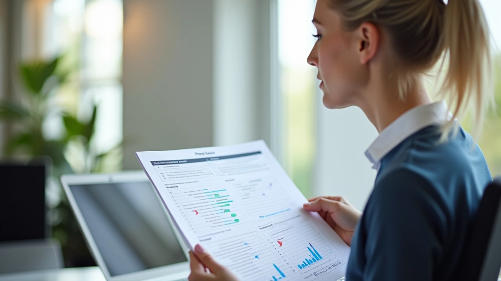 Person reviewing progress chart with checkmarks and milestone markers on a light background