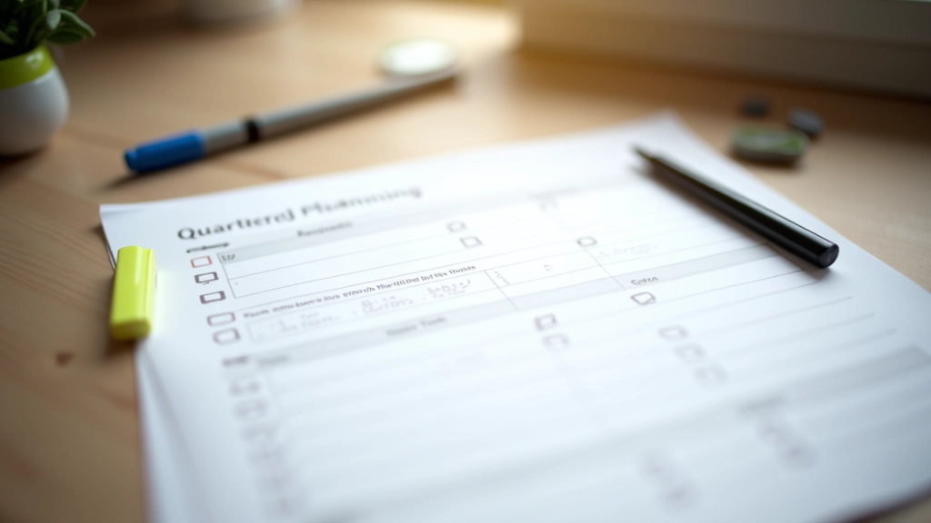 Completed quarterly target template showing specific measurable actions for Q1 Q2 Q3 with checkboxes